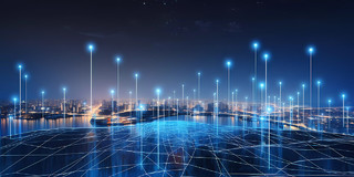 创新发展科技粒子网络科技科技背景蓝色科技城市线条商务大数据展板背景